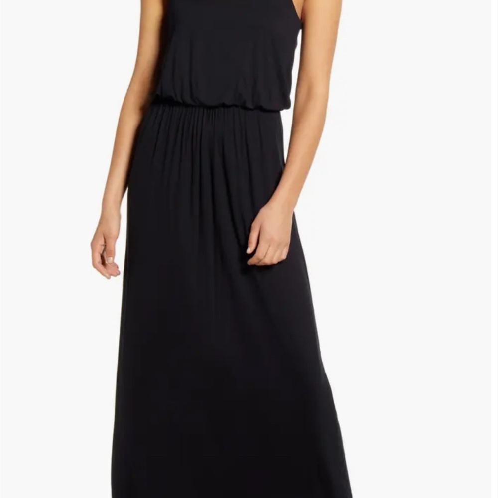 Lush Black Sleeveless Halter Maxi Dress